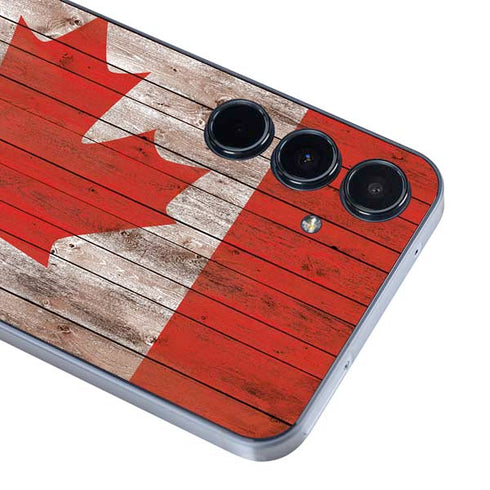 Canadian Flag Dark Wood Galaxy A35 5G Skin